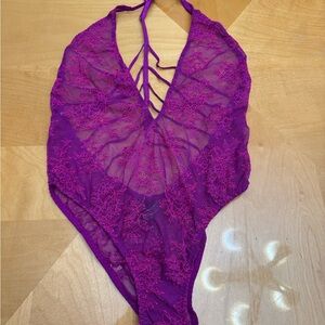 Victoria's Secret Fuchsia Lace Bodysuit